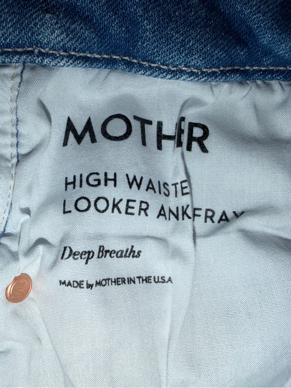 Mother Jeans Women's High Waisted Looker Ankle Fray Jeans Deep Breaths Size 32 - Picture 6 of 13